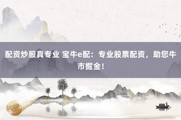 配资炒股真专业 宝牛e配：专业股票配资，助您牛市掘金！