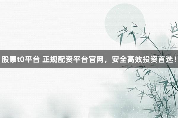 股票t0平台 正规配资平台官网，安全高效投资首选！