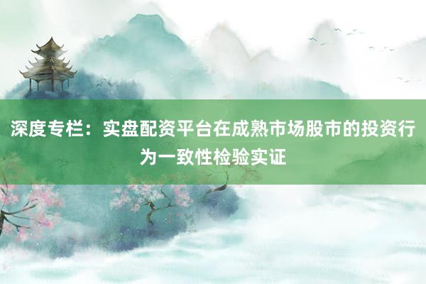 深度专栏：实盘配资平台在成熟市场股市的投资行为一致性检验实证