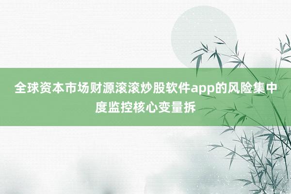 全球资本市场财源滚滚炒股软件app的风险集中度监控核心变量拆
