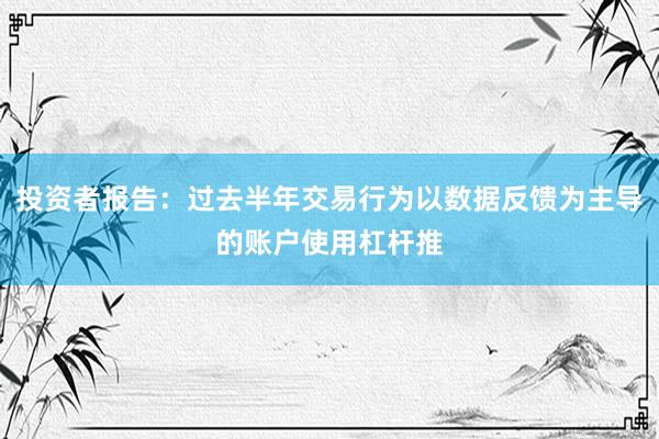 投资者报告：过去半年交易行为以数据反馈为主导的账户使用杠杆推