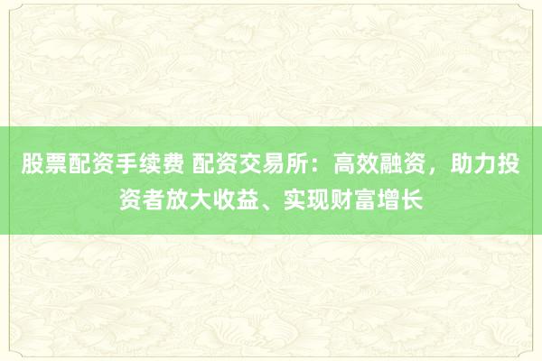 股票配资手续费 配资交易所：高效融资，助力投资者放大收益、实现财富增长