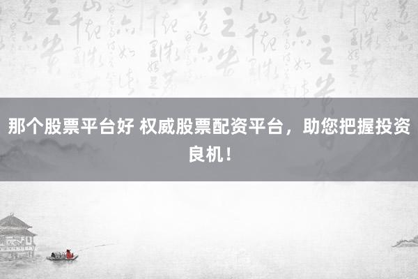 那个股票平台好 权威股票配资平台，助您把握投资良机！