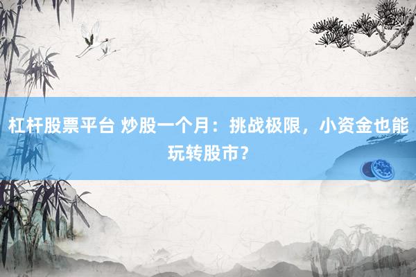 杠杆股票平台 炒股一个月：挑战极限，小资金也能玩转股市？