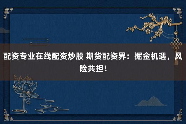 配资专业在线配资炒股 期货配资界：掘金机遇，风险共担！